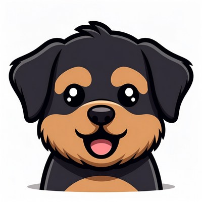 Cute Cartoon Rottweiler Puppy