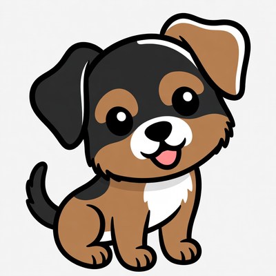 Cute cartoon puppy sitting