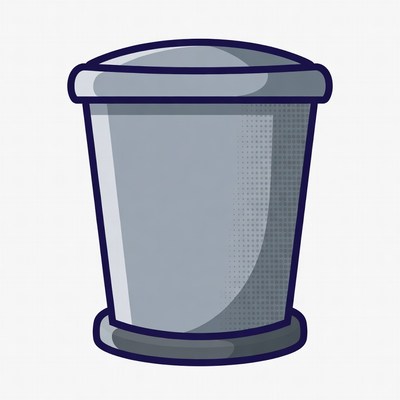 Gray Trash Can Illustration