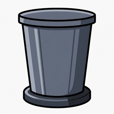 Gray Trash Can Illustration