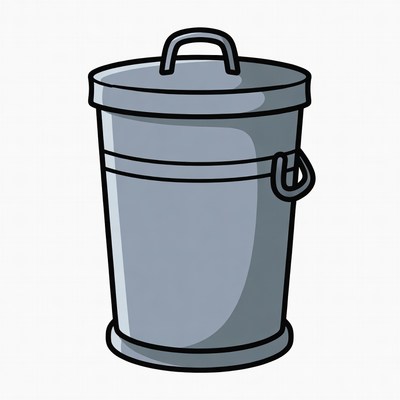 Metal Trash Can Illustration
