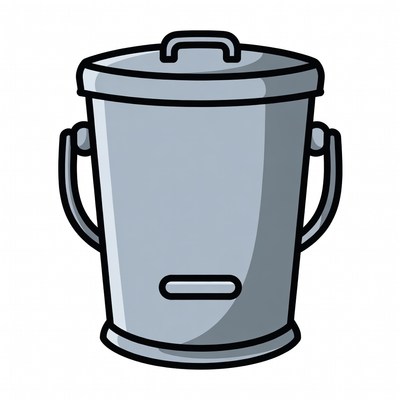 Silver Metal Trash Can Illustration