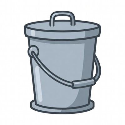 Gray Metal Bucket Illustration