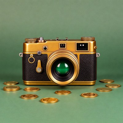 Gold Vintage Camera with Coins
