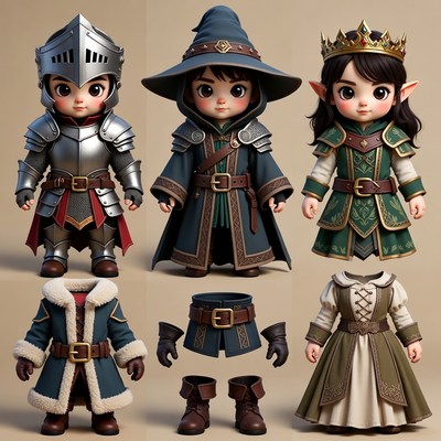 Fantasy Knight Wizard Princess Chibi Illustration