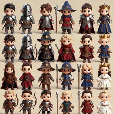 Fantasy Chibi Knights Elves Mages Royalty