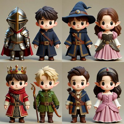 Chibi Fantasy Characters Group Illustration