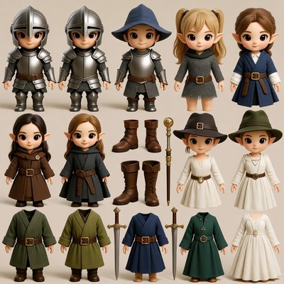 Chibi Fantasy Elves Knights Dolls