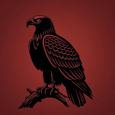 Bald Eagle Perched on Branch Silhouette