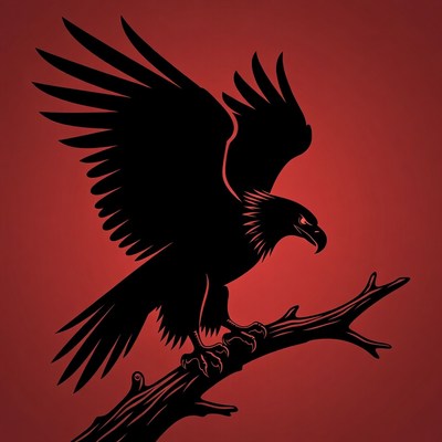 Silhouette Eagle Perched on Branch