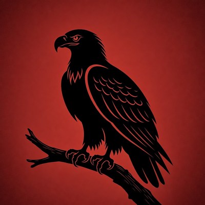Silhouette Eagle Perched on Branch