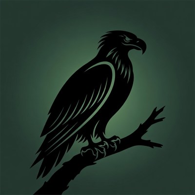 Silhouette Eagle Perched on Branch