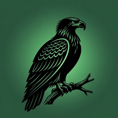 Black Eagle Silhouette on Branch