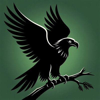 Eagle perched on branch silhouette