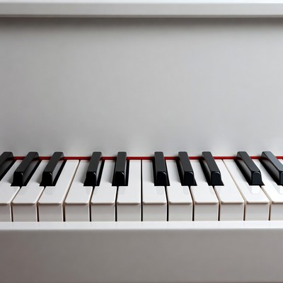 White Upright Piano Keys Closeup