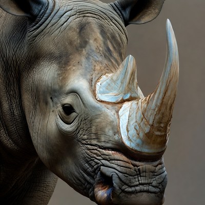 Close-up of white rhinoceros head
