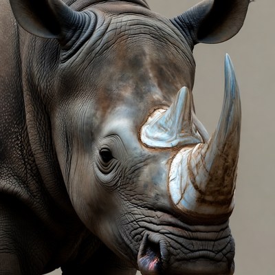 Close-up of black rhinoceros head