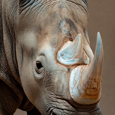 Close-up white rhinoceros head