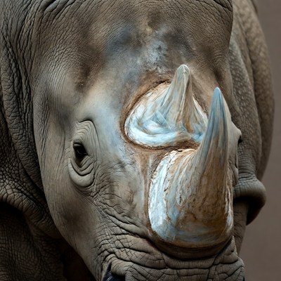 Close-up of white rhinoceros face
