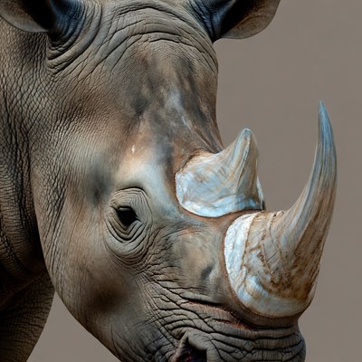 Close-up of white rhinoceros head