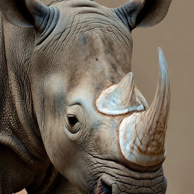 Close-up of white rhinoceros head