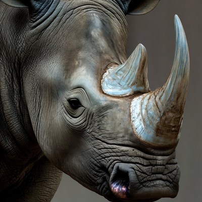 Close-up of gray rhinoceros head