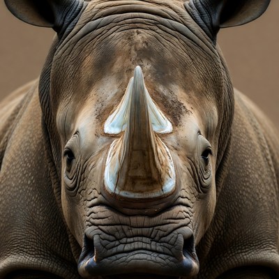 Close-up of white rhinoceros face