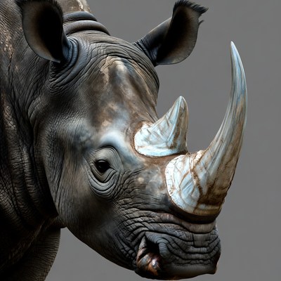Black rhinoceros close-up portrait