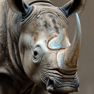 Close-up white rhinoceros head