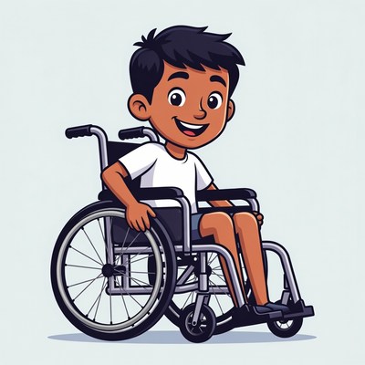 Happy boy in wheelchair illustration