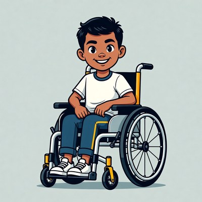 Young boy in wheelchair illustration