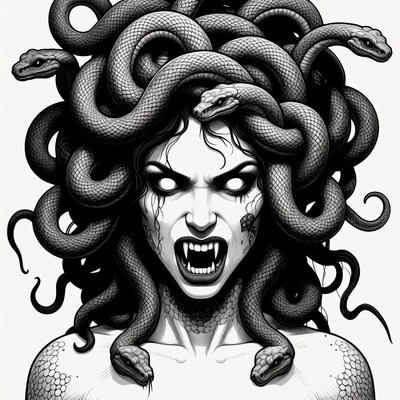 Medusa with snakes for hair