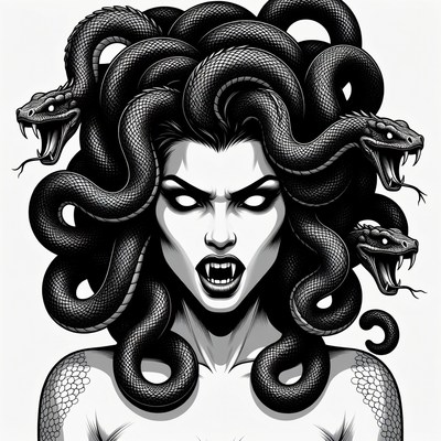 Medusa with snakes for hair
