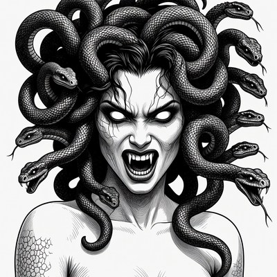 Medusa with snakes for hair