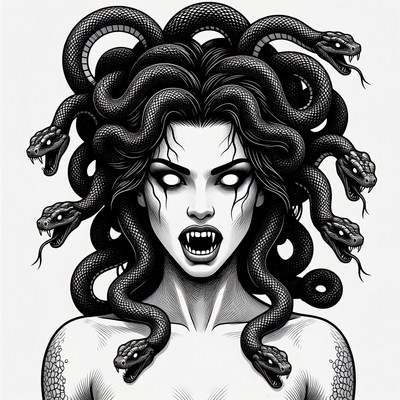 Medusa with snakes for hair