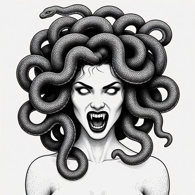 Medusa with snakes for hair