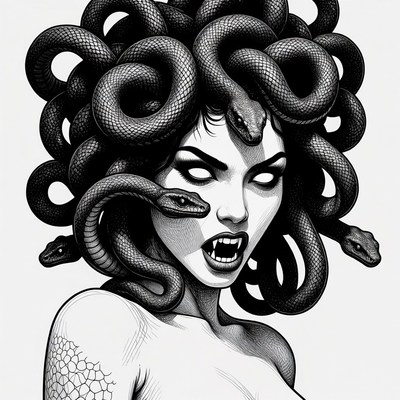 Medusa with snakes in hair
