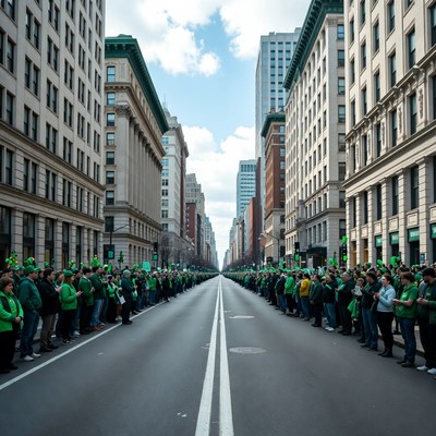 St. Patrick's Day Parade Crowd in Green