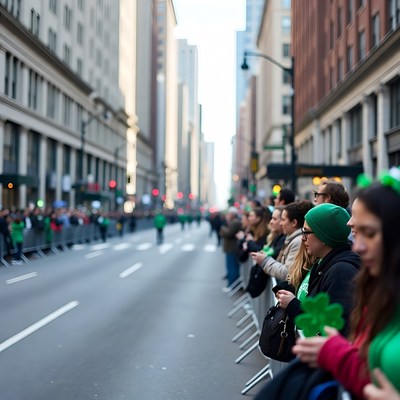 Crowd watching St. Patricks Day parade