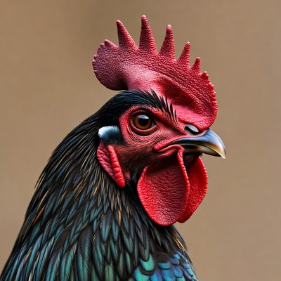 Rooster with red comb and wattle