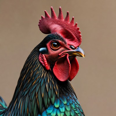 Colorful Rooster with Red Comb