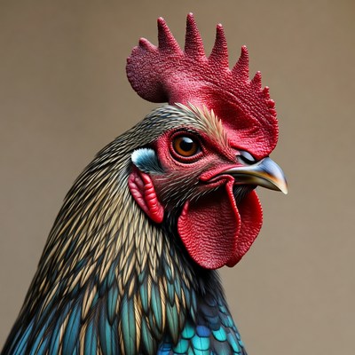 Colorful Rooster Portrait