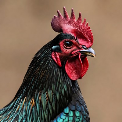 Rooster with red comb and wattle