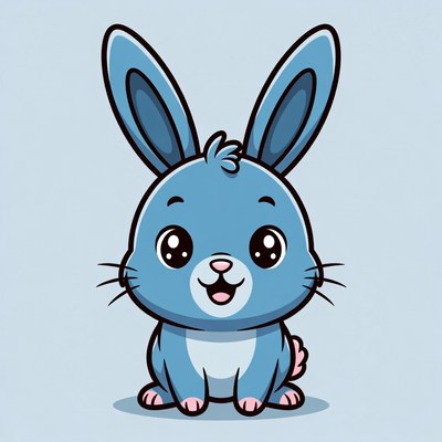 Cute blue cartoon bunny