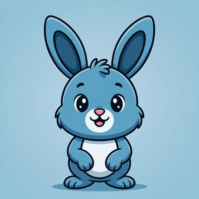 Cute blue cartoon bunny