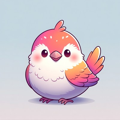 Cute pink chibi bird illustration