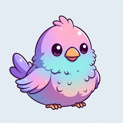 Cute Kawaii Purple Bird Illustration