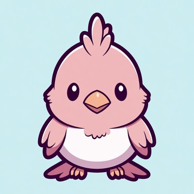 Cute pink cartoon chick