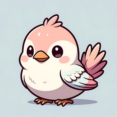 Cute pink chibi bird illustration