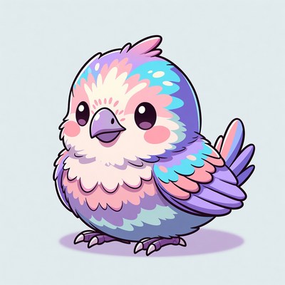 Cute colorful chibi bird illustration